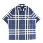 BURBERRY バーバリー ノバチェック総柄 レギュラーカラー 半袖シャツ ネイビー 8071026