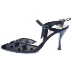 FENDI フェンディ FFロゴ ドット柄 ベロア シースルー ヒール ストラップ パンプス シューズ ブラック レディース