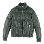 LOUIS VUITTON ルイヴィトン 14AW ラムスキン レザー ジップアップ ダウンジャケット カーキ RM142M H6LO6EKL6