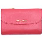 miumiu ミュウミュウ ロゴ フラップ ロングウォレット 長財布 カードケース レザー ピンク ゴールド金具