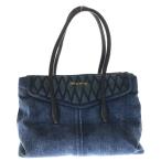 ショッピングMIUMIU miumiu ミュウミュウ マテラッセ ハンドバッグ デニム ブラック×ブルー