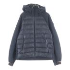 モンクレール 19SS ファビアン ラバーワッペンロゴ 切り替え フーデッド ジップアップ ダウンジャケット ブラック E10914130785 53279