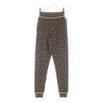 FENDI フェンディ ロゴ刺繍 ズッカ総柄 ニット パンツ ブラウン レディース FZR699