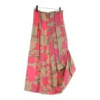 FENDI フェンディ フラワーデザイン 総柄 シルクスカート ブラウン/ピンク