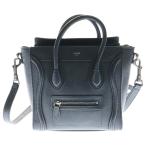 CELINE セリーヌ ラゲージ ナノ 2WAY レザーハンドバッグ ショルダーバッグ ブラック レディース