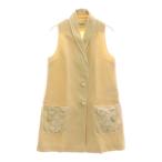 フェンディ 16AW レザー フラワーコサージュ ノースリーブ ショールカラー ロング テーラードジャケット ベスト レディース FF8319 46R