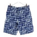 FENDI フェンディ FF ズッカ総柄 ジャガード デニム ハーフ ショートパンツ ショーツ インディゴ FLP347 AR9N