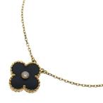 ショッピングau Van Cleef & Arpels ヴァンクリーフアンドアーペル ヴィンテージアルハンブラ ホリデー オニキス 1PD ダイヤネックレス Au750 K18 ゴールド
