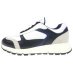PRADA プラダ ローカットスニーカー ホワイト×ネイビー レザー 靴 2EG403 2EG403