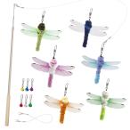 SONGWAY 猫 おもちゃ 猫じゃらし ねこ玩具 昆虫 トンボ 大飛ぶ虫 ６個 釣り竿付