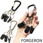 FORGERON マルチ3連クリップ付カラビナキーホルダー 強力クリップ3個付き グローブ 手袋 キャップ タオル マスク ぶら下げ パターカバーホルダー 男女兼用[503R]