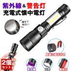 【2個セット】懐中電灯 ハンディライト ブラックライト led ライト 紫外線 充電式 ハンディ高輝度 クリップライト USB充電式 ハンドライト フラッシュライト
