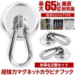 カラビナ マグネット フック 2個セット シェード 強力 マグネットフック サンシェード オーニング カラビナ付磁石 磁石 超強力 42mm