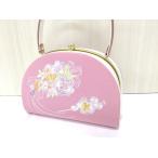半円口金バッグ 和装フォーマル 花かんざし柄刺繍 桜 牡丹 ピンク