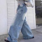 бесплатная доставка джинсы свободно Silhouette woshu Denim прекрасный ножек ножек длина широкий брюки полный length ji- хлеб Корея f