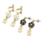 メール便 ピアス イヤリング セレブ カメリア ナンバー 5番 レディース ステンレスピアス 真ちゅうイヤリング 椿 花 バレンタイン ギフトに プレゼントに