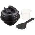 カクセー 炊飯器 電子レンジ調理 一合炊き 備長炭配合 ちびくろちゃん ブラック 約直径13.9×高さ12.5cm しゃもじ：約長さ17.5