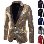 歌手クラブ ステージ衣装 メンズスーツ ジャケット カラオケ衣装ジャケット ジャズダンス衣装 派手 舞台 ダンス 演出服 スパンコール 司会者 男性用