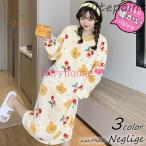  неглиже зима женский длинный рукав неглиже mo Como ko платье длинный клубника неглиже толстый фланель Nitro -p свободная домашняя одежда теплый салон одежда свободно пижама 