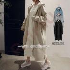 ボアコート トレンチコート コート ロングコート トップス レディース ブラウス 長袖 前開き 無地 ロング チュニック カジュアル ポケット付き ゆったり 着痩せ