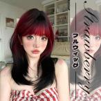  парик женский полный парик medium градация .... передний . черный красный распорка передний . есть симпатичный для взрослых костюмированная игра Лолита чёрный красный 