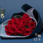大輪ローズブーケ12本 赤バラ 12本の花束 生花 ダズンローズ 送料無料 薔薇 プロポーズ 記念日 お祝い 誕生日 プレゼント 結婚式 サプライズ 妻 母 恋人