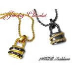 JEWELRY CHOCOLAT 18金仕上げ スワロフスキー/ボーダーパッドロックネックレス F0950018 BK