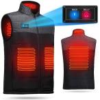 電熱ベスト 加熱ベスト ダブルスイッチ加熱服 前後独立温度設定可能 USB充電式電熱ベスト 3段温度調整 保温 防寒 超軽量