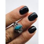 Koral Jewelry Synthetic Turquoise Vintage Gipsy Spiral Side Small Ring