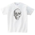 ドクロ文字Tシャツメンズレディース半袖服ゆったりおしゃれトップス白ペアルッ...