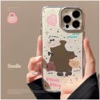 スマホケース iPhone16 15 14 SE対応 クリア 透明 ソフト TPU 耐衝撃 可愛い デザイン カメラ保護 薄型 軽量 黄変防止 韓国風 キャラクター