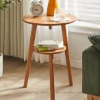 サイドテーブル 木製 ソファーサイドテーブル ナイトテーブル 丸 ベッドサイドテーブル コーヒーテーブル インテリア 収納 二段棚 ホワイト ゴールド ブラック