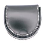 ショッピング格安 馬蹄型コインケース ブラック 白糸縫い　メンズ財布 小銭入れ 格安コードバン ハンドメイド レザークラフト SHOW工房制作