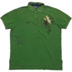 ポロ ラルフローレン 半袖 ダメージ加工 プリント 鹿の子 ポロシャツ グリーン メンズ Polo Ralph Lauren 270
