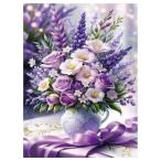 ショッピングキラキラ キラキラビーズアート パープルアレンジフラワー SCB-497 キャンバスサイズ 30×40cm エルベール
