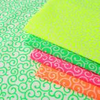 ショッピングシーチング 蛍光プリント 唐草 シーチング 50cm単位 | 切売り 切り売り 生地 布 布地 ネオン 蛍光 ネオンカラー 蛍光色 蛍光カラー 色鮮やか ビビット カラフル 縁起物