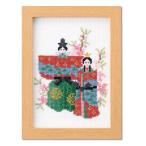 オリムパス 12ケ月の小さな花風景 3月 桃の花とお雛様 7543 刺しゅうキット | クロスステッチ 刺繍キット 20×15cm 専用フレーム付き 額つき 3本取り