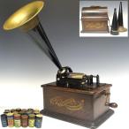 [. приятный ]1900 год примерно Thomas *ejison патефон [EDISON STANDARD PHONOGRAP] передвижной . труба тубус 17шт.@J1951