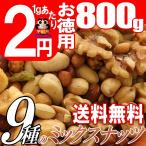 ミックスナッツ 800g 9種入 お徳用 メール便 送料無料 塩味 カシューナッツ くるみ アーモンド 落花生 ピーナッツ ジャイアントコーン ポイント消化