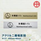 室名札 アクリル製　200mmx40mm  オリジナル室名プレート　多機能トイレ トイレ表札　レーザー彫刻（厚み1.5ｍｍ）