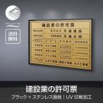 【Signkingdom】建設業の許可票 看板 ステンレスカラー 書体種類  W520×H370mm ステンレス製 高級感 法定サイズ 短納期（l1138-rb）