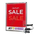 看板 a1 壁 壁掛け 壁付け ライト led 店舗用 電気 発光 ライトパネル 光る 電飾 led看板 電飾看板 四辺開閉 ライティングボード｜LEDグリップパネル A1サイズ