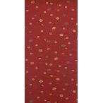 ポリエステル　レンガ色の地色に梅の文様　（シルク　正絹　和柄　和風　友禅　衣装　生地　着物　はぎれ　ハギレ）