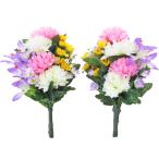 造花 仏花 可愛らしいエゾ菊とミニリリーの小花束一対 仏壇用 小さめ お仏壇 CT触媒 お盆 お供え btb