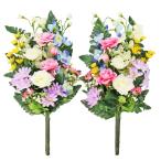 造花 仏花 バラとデルフィニウムの花束一対 CT触媒 シルクフラワー お彼岸 お盆 お仏壇 お墓 花 お供え btb