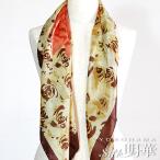 スカーフ大判シルクイエロー薔薇柄-55012