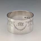 1914 год Британия античный оригинальный серебряный салфетка кольцо 30g T H Hazlewood кейс входить 