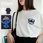 Tシャツ レディース メンズ 半袖 DISNEY ディズニー リロアンドスティッチ Lilo & Stitch キャラクター 綿100% サガラ刺繍 ゆったり 白 黒