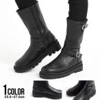 ショッピングエンジニアブーツ ブーツ メンズ サイドジップ 厚底 革靴 エンジニアブーツ 防水 バイク 黒 秋 冬