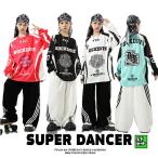 ヒップホップ 衣装 黒 白 赤 水色 キッズダンス衣装 セットアップ 韓国 子供ダンス服 派手 K-POP レーサー風 トップス パンツ